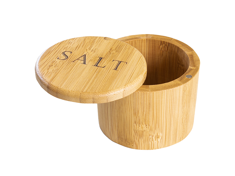 Bamboo salt cellar with swivel lid