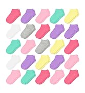 SPTRAMLE 25 Pairs Toddler Girls Ankle Socks - Soft Low Cut for Kids Aged 1-14