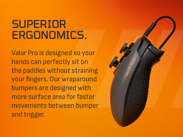 ergonomic controller; ergonomic xbox controller; wraparound bumpers;