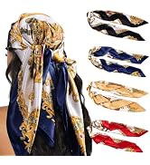 HBselect 4PCS Head Scarf for Women 35” Head Scarves Silk Like Satin Neck Scarfs Square Bandana Ha...