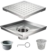 Square Shower Drain Kit-4‘’ Stainless Steel Bathroom Floor Drain Set (CUPC Certified) Equipped wi...