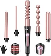 USHOW Curling Iron, Curling Wand Set, Instant Heat Up Hair Curler with Interchangeable Tourmaline...