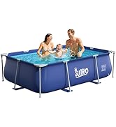 Sunrio 8'3"*5'*26" Rectangle Above Ground Swimming Pool Metal Frame Family Pool for Kids and Adul...