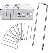 Cesun Garden Landscape Staples 6 Inch 9 Gauge Heavy Duty Galvanized Ground Stakes Fabric Pins Wee...