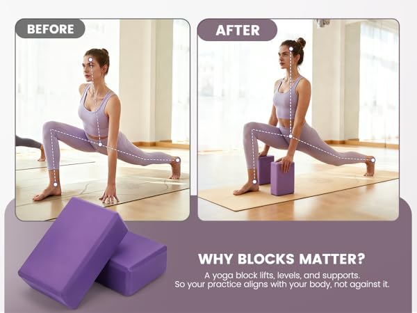 Yoga Blocks: Premium EVA foam blocks provide stable support and help deepen your poses.