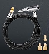 LUMITECO Upgraded Lengthened Tire Inflator Hose Adapter &Converting Nuts, Lock On Air Chuck with ...