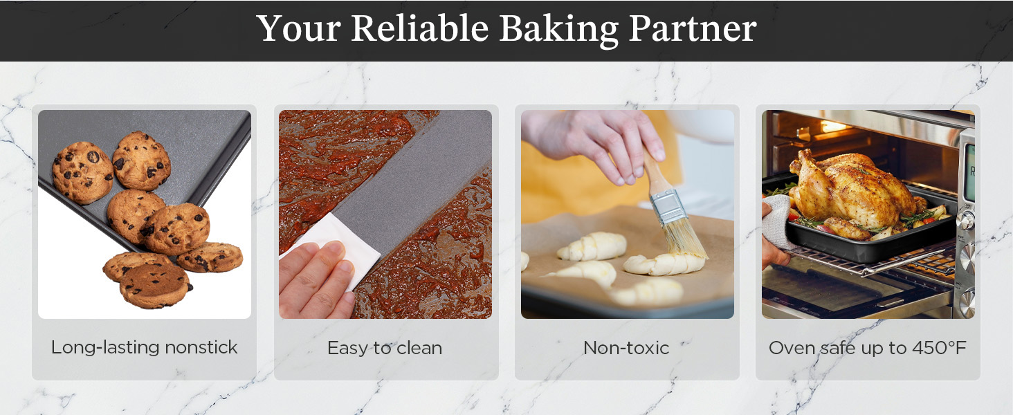 Non-Toxic; Easy to Clean; Resists Warping & Bending; Even Heat Distribution