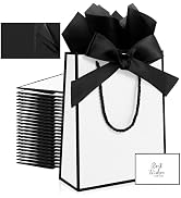 Ethhqu 12 Pack Small Black and White Gift Bags with Handles Include Tissue Papers & Cards, 9x7x3....