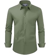 Alimens & Gentle Men's Dress Shirt Regular Fit Stretch Stain Shield Long Sleeve Solid Business We...