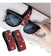 Turcee Set of 2 Bling Rhinestone Car Sun Visor Glasses Holders with Anti-Scratch Sponge,Car Decor...