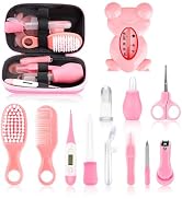 Baby Grooming and Healthcare Kit, Infant Safety Care Set with Hair Brush Comb Nail Clipper Nasal ...
