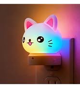 L LOHAS LED Plug in Night Light for Kids, 3D Cute Cat Night Lights with Dusk to Dawn Sensor, RGB+...