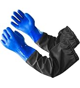 Eiito Elbow Length PVC Chemical Resistant Gloves, Heavy-Duty Long Rubber Gloves, Acid, Alkali & O...