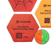 Wisesorb 300g 3pcs Rechargeable Desiccant Packs for Storage, Color Indicating Silica Gel Moisture...