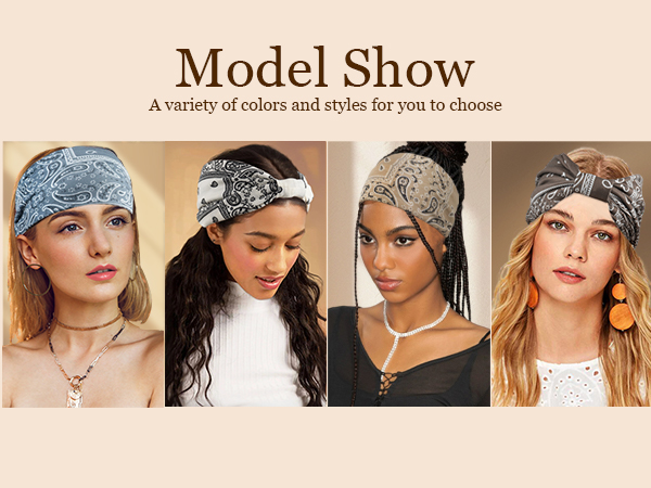 Wide Headbands for Women Knotted No Slip Head Bands Soft Turban Headband Hair Accessories Boho