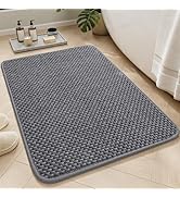 AMOAMI Chenille Bath Mat Super Absorbent Bathroom Mat Quick Dry Bath Mats for Bathroom Rubber Bac...
