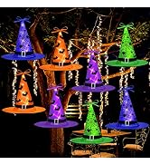 Ivenf Halloween Decorations Outdoor 8 Pcs 8 Lighting Modes LED Lights Witch Hat Lights Halloween ...