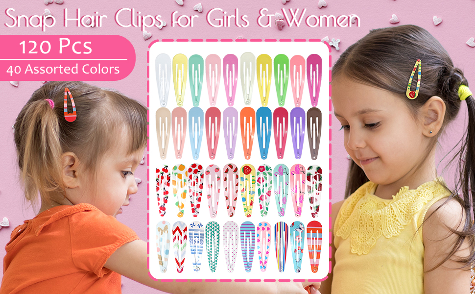 120pcs snap hair clips for girls and women