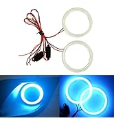 Qasim 80MM Ice Blue Halo Rings Angel Eyes COB 51SMD LED Warning Lamps with Plastic Cover 12V 24V