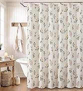 Colorful Star Farmhouse Floral Linen Shower Curtain, Vintage Boho Shower Curtain for Bathroom, Fr...
