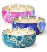 3 Pack 14oz Citronella Candles, 3 Wick Large Citronella Candles Outdoor, Up to 240hrs Burning, So...