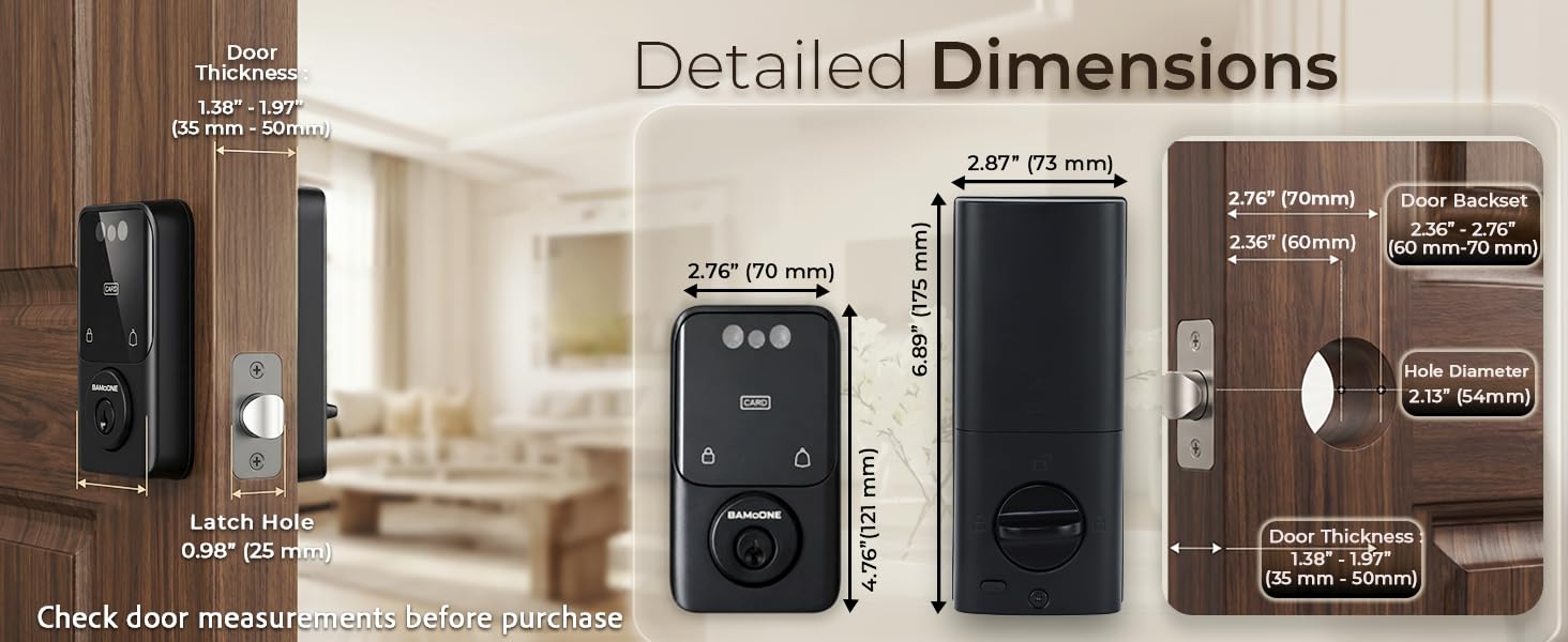 Smart door lock dimensions and installation requirements