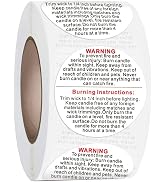 White Candle Warning Labels Candle Jar Container Stickers Candle Safety Stickers Decal Candle Sti...