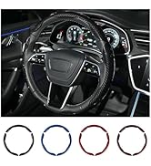 Hiseanllo Carbon Fiber Steering Wheel Cover 3PCS Set – Anti-Slip, Scratch-Resistant, Universal Fi...