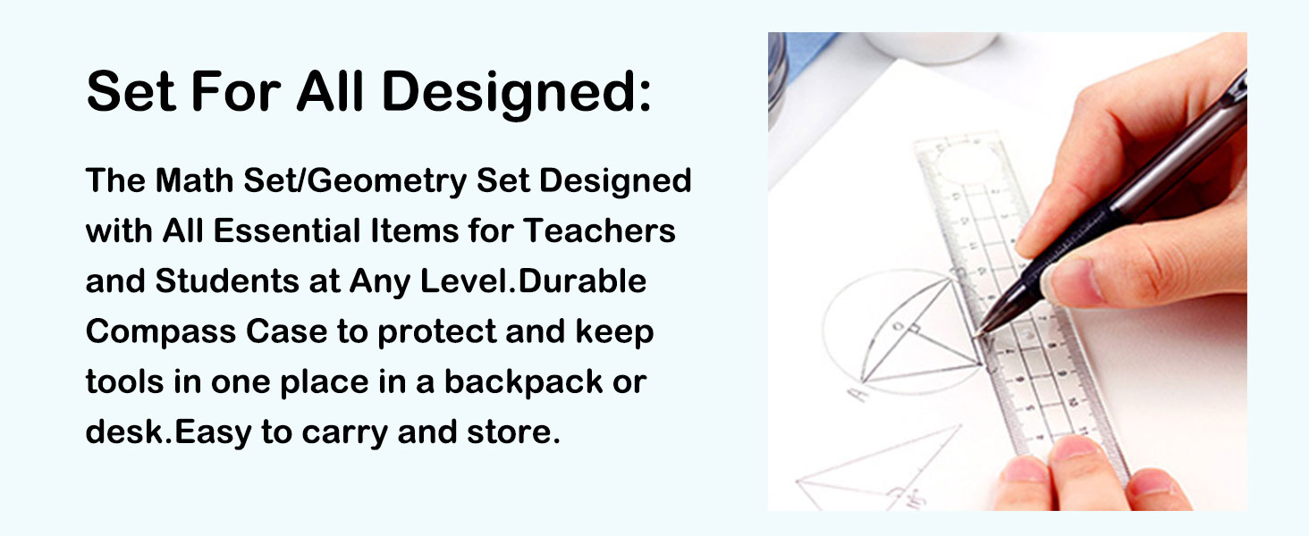 geometry set, math supplies, protractor and compass set, middle school supplies