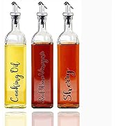 Modern Oil & Vinegar Bottle Labels, Minimalist Waterproof Kitchen Container Label Set (6 Pack Black)