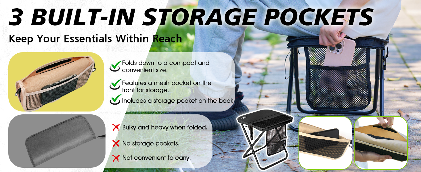 16” folding backpack stool
