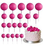 ASTARON 20 Pcs Ball Cake Topper Decorations Mini Balloons Cake Topper Sticks Hot Pink Balls Cake ...
