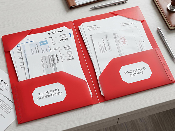 plastic folders with pockets