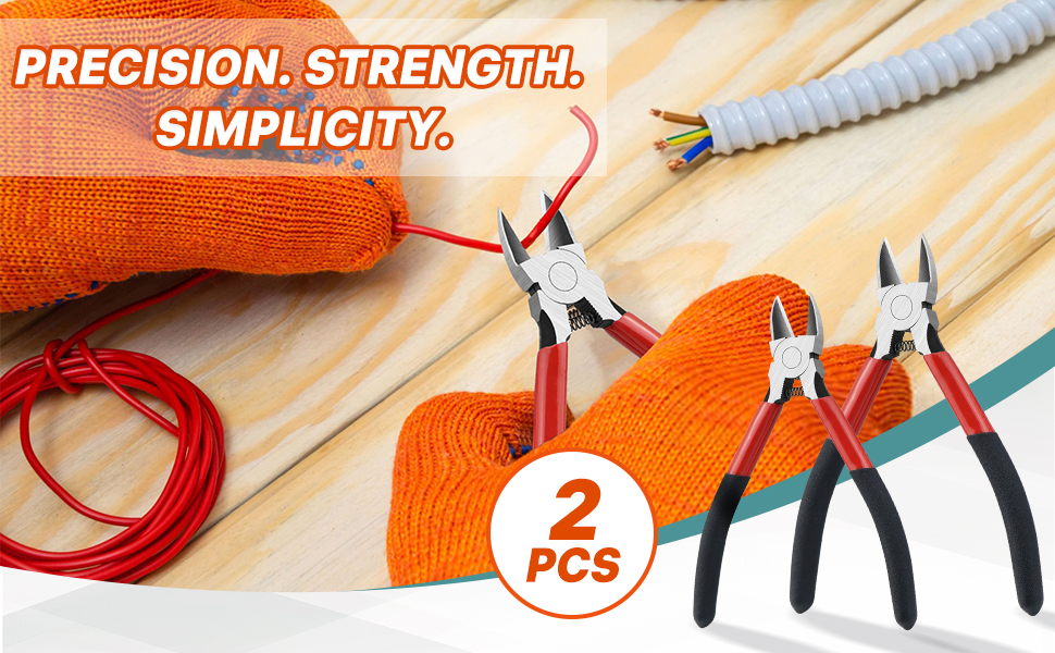 wire cutters, flush cutters, diagonal pliers, 2PCS wire cutter set, precision cutting