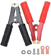 povtii 2 PCS Heavy Duty Insulated Alligator Clips, 1000A Battery Jumper Cable Clamps, Crocodile C...