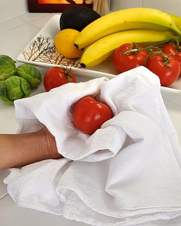 Nouvelle Legende Cotton Flour Sack Towel, 28 by 29 Inches, White, Pack of 4