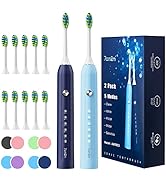 7AM2M Rechargeable Sonic Electric Toothbrush 2 Pack, Soft Toothbrushes for Adults and Kids with 1...