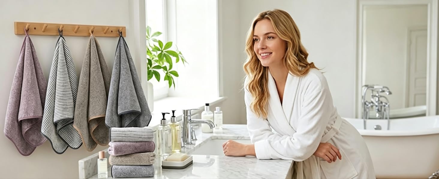 3 Pack Hand Towels for Bathroom