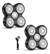 2 Pcs Head Shaver Replacement Heads, 5-Blade Mens Head Shaver Refills for Bald Grooming + 1 Clean...