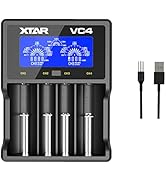 XTAR Battery Charger XTAR VC4 Universal Battery Charger LCD Display 4 Bay Charger…