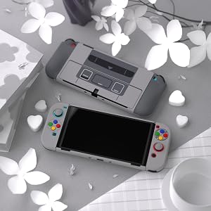 Dockable Hard Shell for Switch OLED w/Thumb Grip Caps & Button Caps