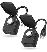BN-LINK 24 Hour Heavy Duty Mechanical Timer, Outdoor Timer Outlet Waterproof with 30 Minutes Inte...