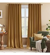 NICETOWN Extra Long Gold Brown Velvet Curtains 84 inches Long 2 Panels with Back Tab, Super Soft ...