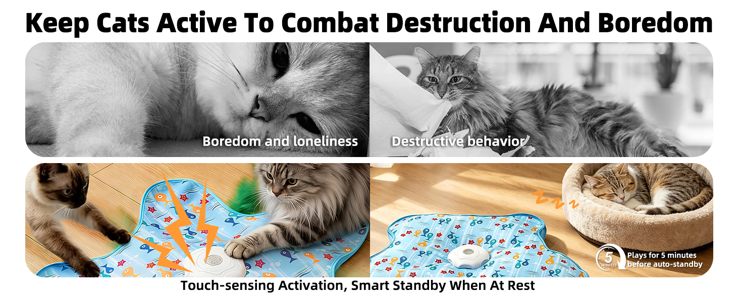 Interactive Cat Toy, Peek-a-Boo Series – Hidden Feather Wand, Rechargeable Indoor Hunting Toy