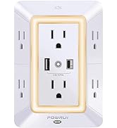 USB Wall Charger, Surge Protector, POWRUI 6-Outlet Extender with 2 USB Ports (1 USB C Outlet) and...