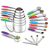 Measuring Cups & Spoons Set of 21 - Wildone Stainless Steel Measuring Cups and Spoons with Colore...