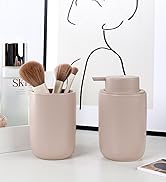 Lotion Pump Dispenser - Matte Khaki Soap Dispenser Bathroom Ceramic Dish Liquid Soap Dispenser