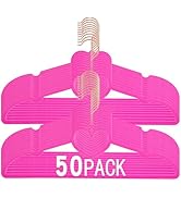 JIUXCF Hot Pink Velvet Hangers 50 Pack, Premium Clothes Hanger Non-Slip Felt Hangers, 360° Swivel...