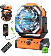 Portable Camping Fan Rechargeable 20000mAh Battery Operated Oscillating Fan USB C Battery Powered...