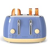 Anfilank Toaster 4 Slice,Retro Stainless Steel Toaster with Extra Wide Slots, Dual Independent Co...
